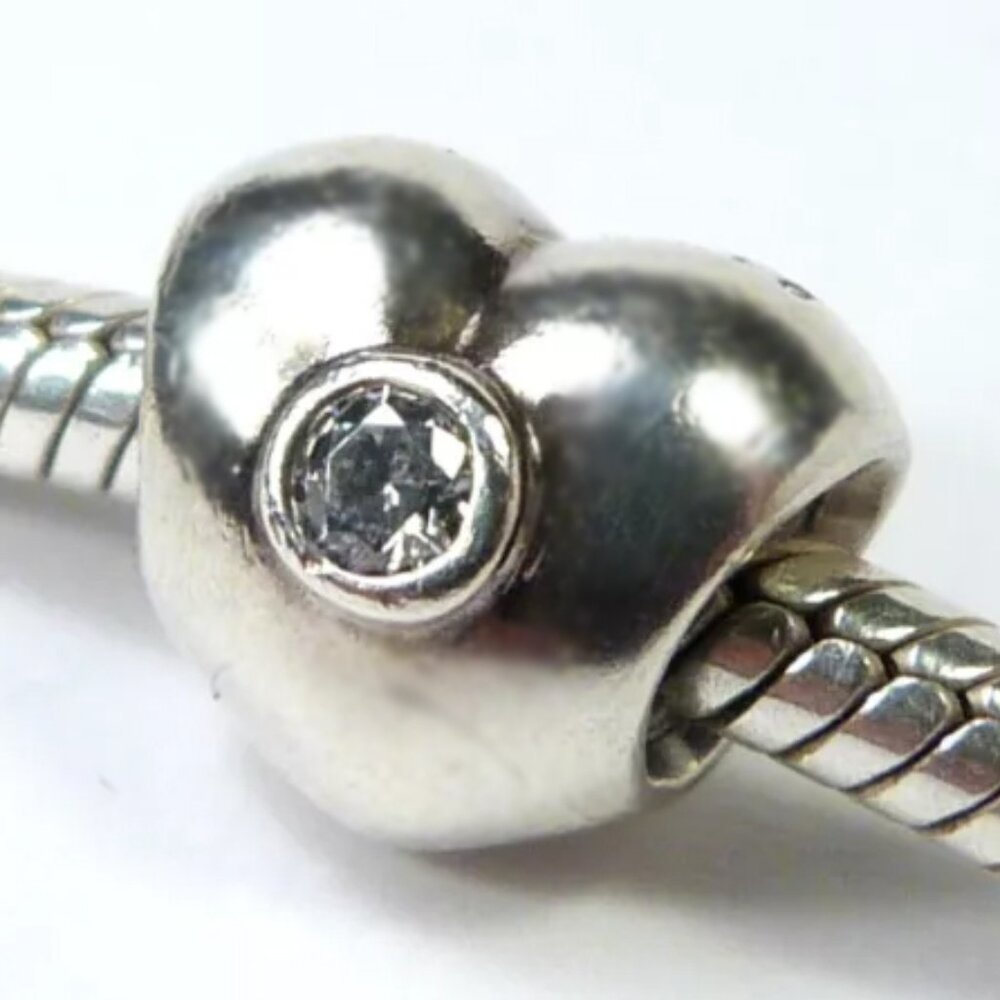 Pandora Sterling Silver Puffy Heart Charm with Sparkling CZ (Retired)
